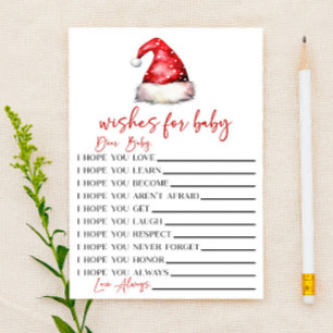 Santa Christmas Wishes For Baby Shower Activity Stationery