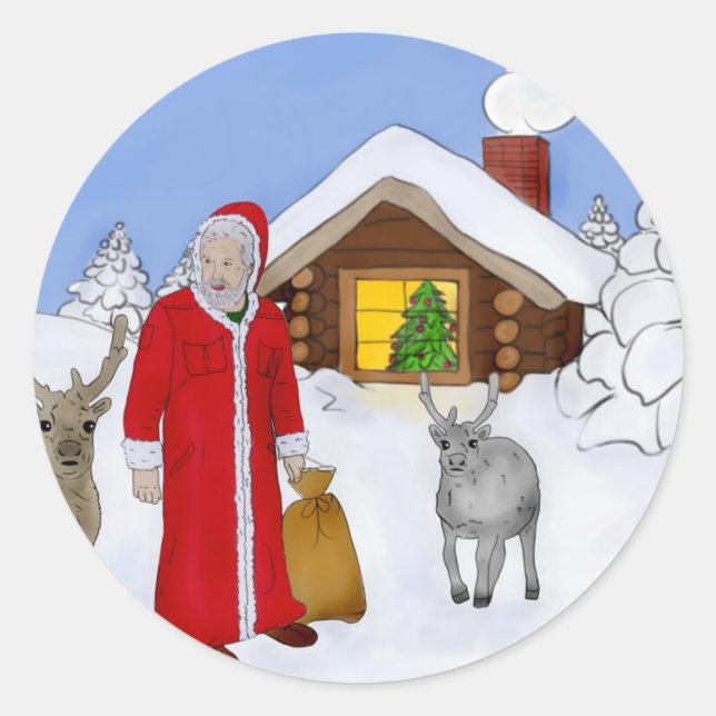 Santa Classic Round Sticker (Front)