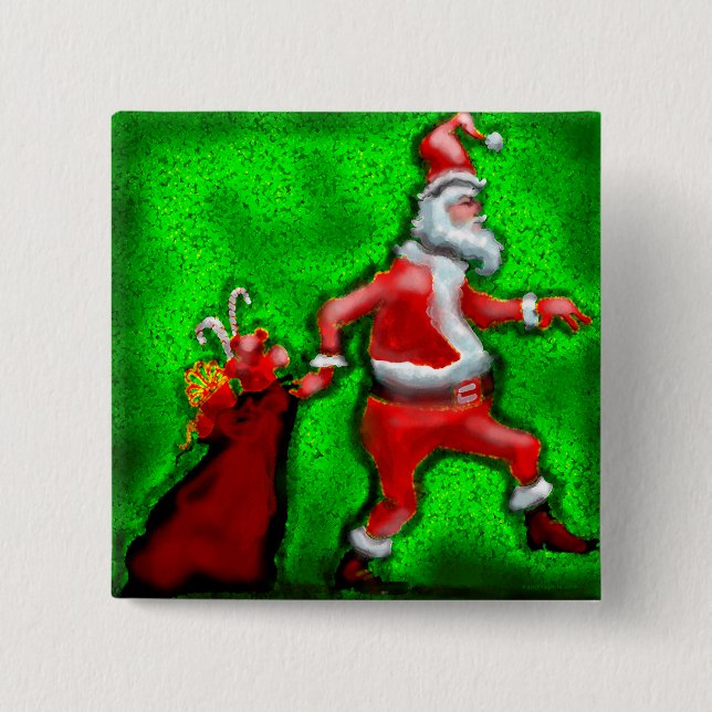 Santa Claus 15 Cm Square Badge (Front)