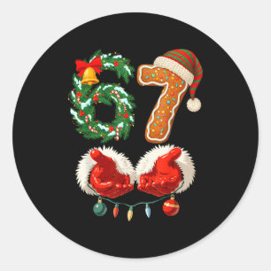 Santa Claus 67 Christmas Holiday Number 67 Xmas Classic Round Sticker