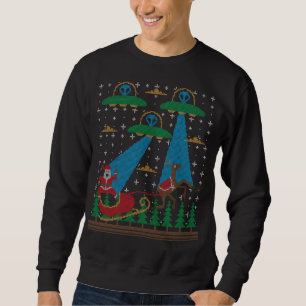 Santa Claus Alien Invasion Space UFO Ugly Christma Sweatshirt