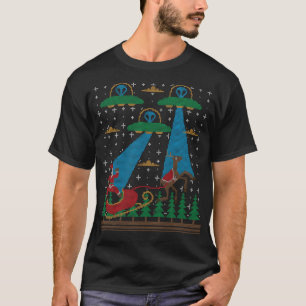 Santa Claus Alien Invasion Space UFO Ugly Christma T-Shirt
