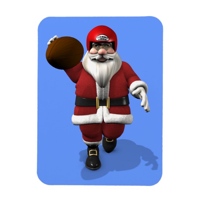 Santa Claus American Football Player Magnet (Vertical)