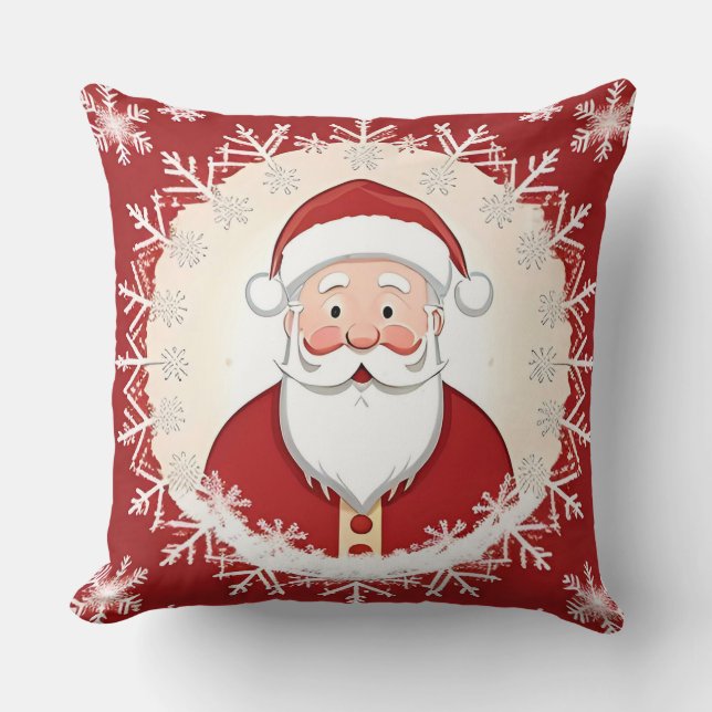 Santa Claus Amidst Snowflakes Cushion (Front)