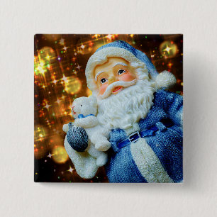 Santa Claus and Baby Polar Bear Chirstmas Button