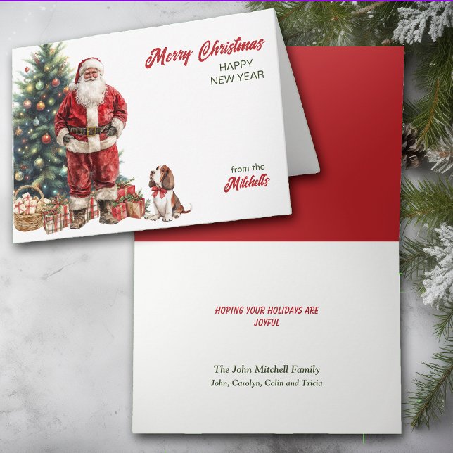 Santa Claus and Basset Hound Christmas Card (Creator Uploaded)