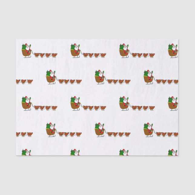 Santa Claus And Chickens Tissue Paper (Front)