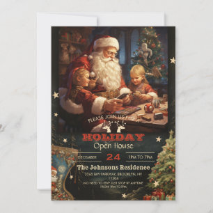 Santa Claus and Children Christmas Painting Invitation
