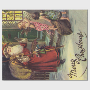 Santa Claus and Christmas Angels Wrapping Paper