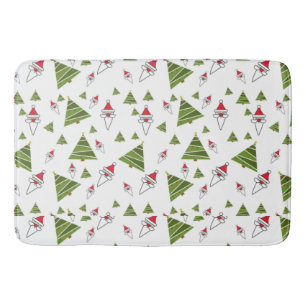 Santa Claus and Christmas Trees Bath Mat