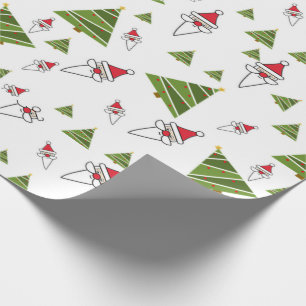 Santa Claus and Christmas Trees Wrapping Paper