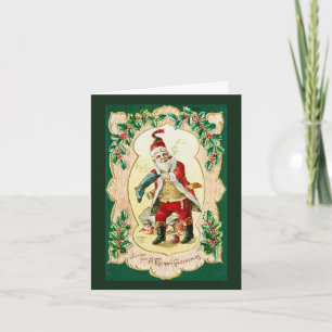 Santa claus and christmas vintage art holiday card