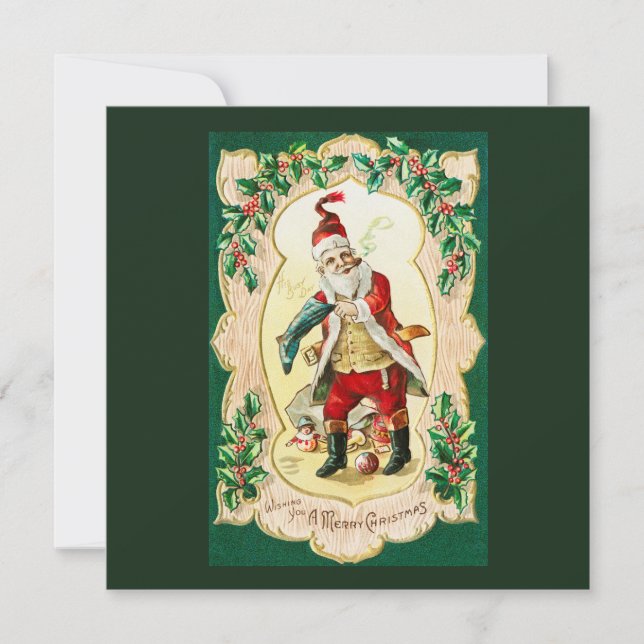 Santa claus and christmas vintage art holiday card (Front)