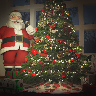 Santa Claus and Cookies Christmas Brushed Polyester Tree Skirt