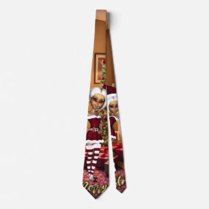 Santa Claus and elves after work. Tie