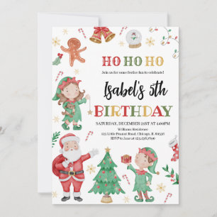 Santa Claus and Elves Birthday Invitation