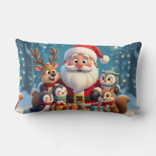 Santa Claus and Friends Christmas Throw Pillow