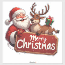 Santa Claus And Happy Reindeer