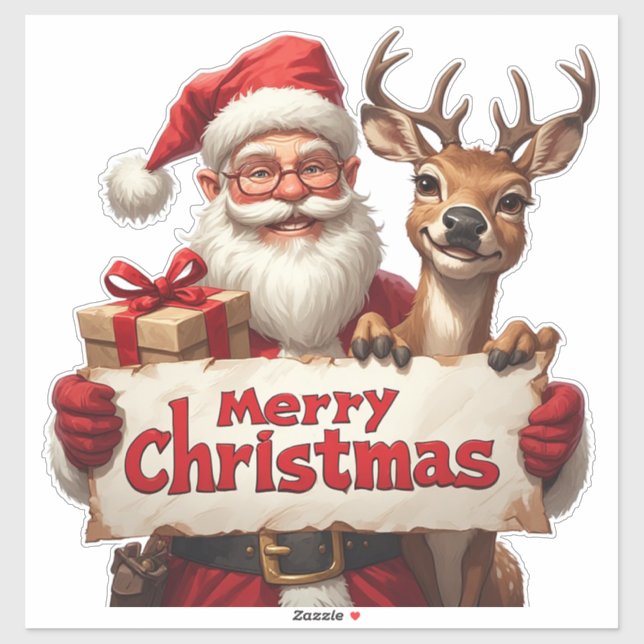 Santa Claus And Happy Reindeer (Sheet)