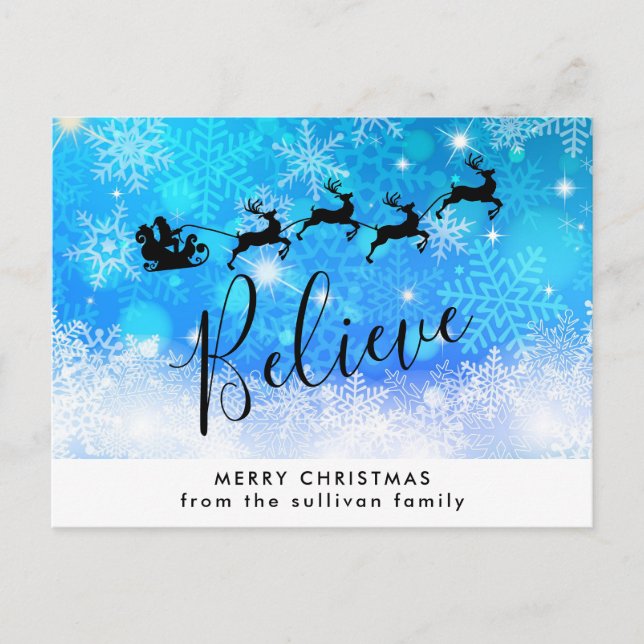 Santa Claus and his Flying Reindeer - Believe Postcard (Front)