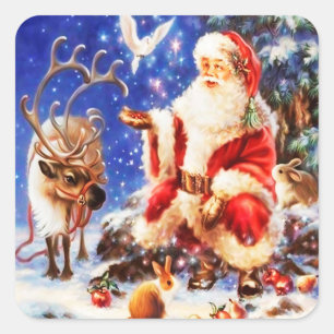 Santa Claus And His Friends Square Sticker