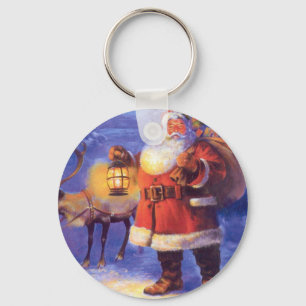 Santa Claus and his reindeer Key Ring