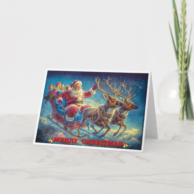 Santa Claus and his Reindeers Card (Front)