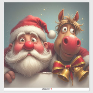 Santa Claus and Horse Sharing Festive Cheer
