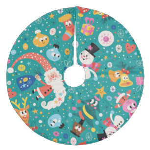 Santa Claus and Merry Friends Fleece Tree Skirt