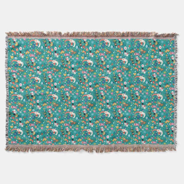 Santa Claus and Merry Friends Pattern Throw Blanket (Front)