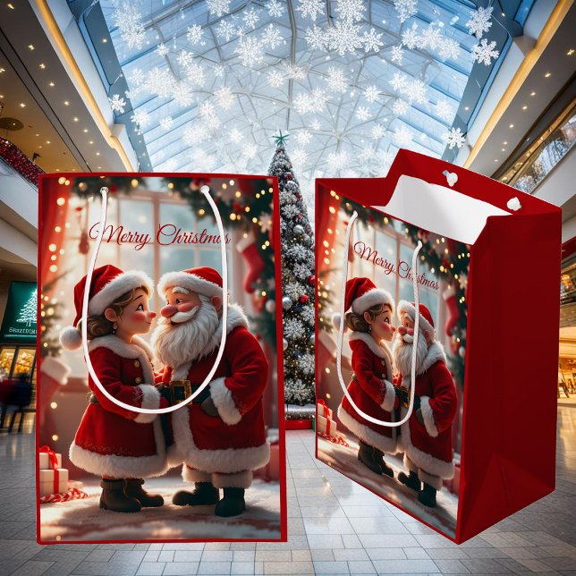 Santa Claus and Mrs. Claus celebrate X-Mas, fun  Medium Gift Bag (Creator Uploaded)