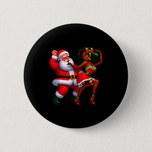 Santa Claus And Mrs Claus Dancing Melanin Christma 6 Cm Round Badge