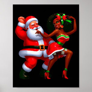 Santa Claus And Mrs Claus Dancing Melanin Christma Poster