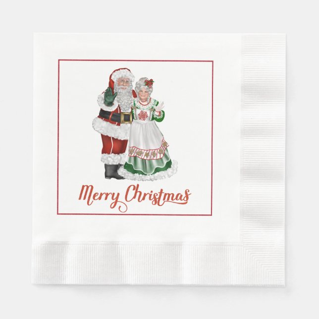 Santa Claus and Mrs. Claus Paper Napkins (Front)