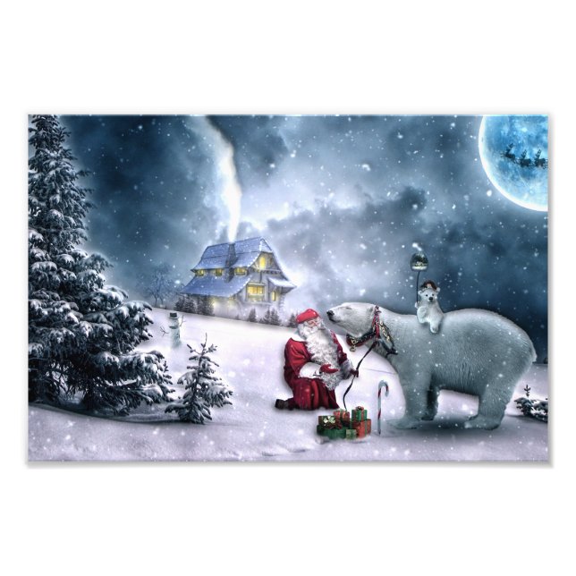 Santa Claus and Polar Bear Photo Print (Front)