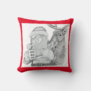 Santa Claus and Reindeer Cushion