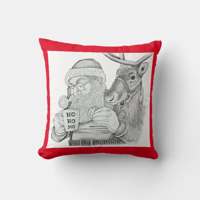 Santa Claus and Reindeer Cushion (Front)
