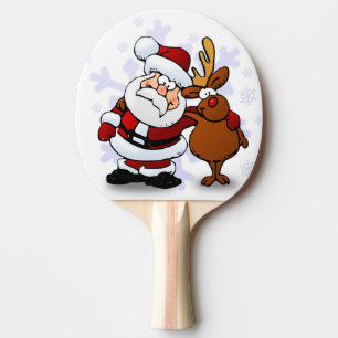 SANTA CLAUS AND RUDOLPH PING PONG PADDLE