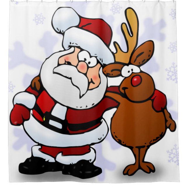 SANTA CLAUS AND RUDOLPH SHOWER CURTAIN (Front)