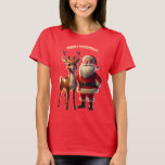 Santa Claus and Rudolph the Red-Nosed Reindeer URM T-Shirt<br><div class="desc">Image of Santa Clause posing with Rudolph the Red-Nosed Reindeer for Christmas celebration.</div>