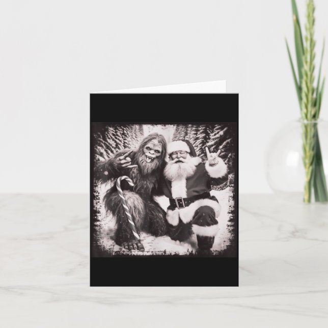 Santa Claus And Sasquatch Bigfoot Funny Joyful Sno Card (Front)
