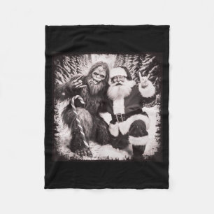 Santa Claus And Sasquatch Bigfoot Funny Joyful Sno Fleece Blanket