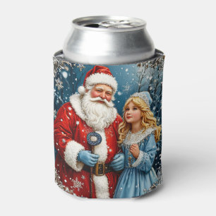 Santa Claus and Snow Mainen in a Winter Wonderland Can Cooler