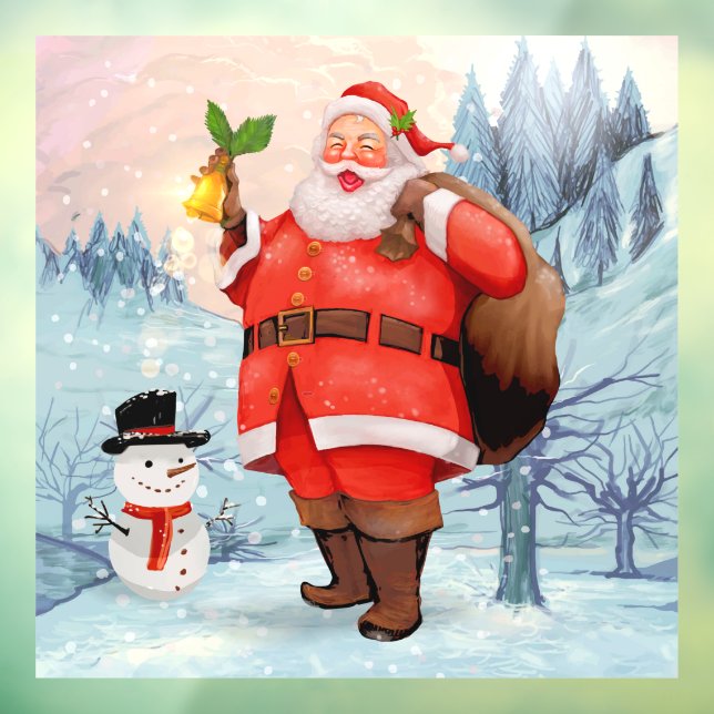 Santa Claus and Snowman Christmas Window Cling (Sheet 3)
