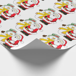 Santa Claus and Snowman Wrapping Paper