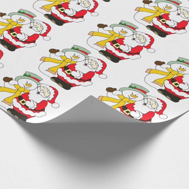 Santa Claus and Snowman Wrapping Paper (Corner)