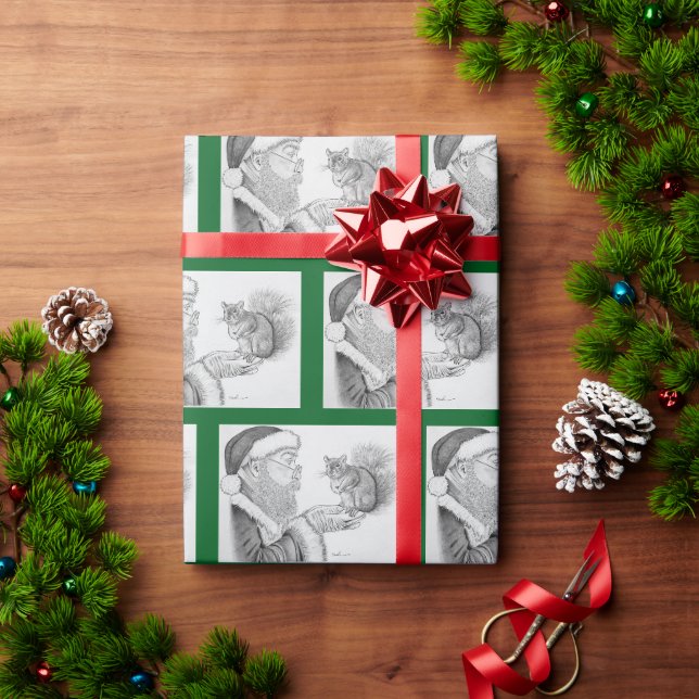 Santa Claus and Squirrel Wrapping Paper (Holiday Gift)