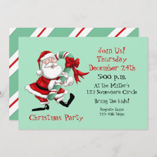 Santa Claus and sweet cane Invitation