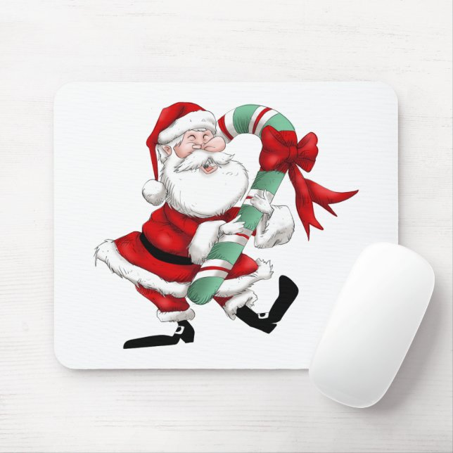 Santa Claus and sweet cane Mouse Pad (With Mouse)
