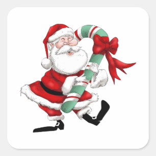 Santa Claus and sweet cane Square Sticker